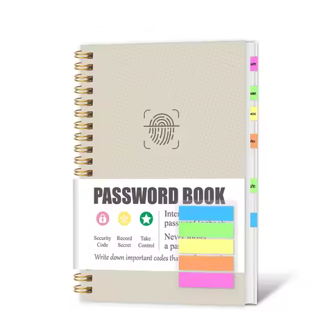 A6 Password Book Spiral Internet Password Organizer Notebook with Tabs for Login Records