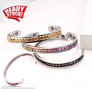 Cuff Bracelet Magnetic Stainless Steel Adjustable Charm Bracelet Women Men Couples Bangle Gelang Tan