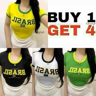 BUY 1 GET 4 (TOTAL 4PCS) BRASIL BASIC ROUND CASUAL CROPTOP ROUNDNECK COTTON WOMENSWEAR crop top wome