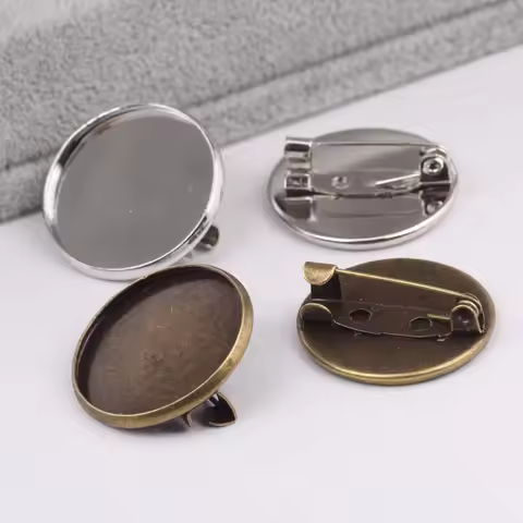 onwear 50pcs cabochon brooch setting blanks fit 20mm metal round brooch pin bezel trays diy base for