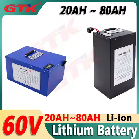 Gtk 60V 20AH 35AH 60AH 80AH Li-ion Lithium Battery ion Rechargeable 62.9V 60volts with BMS For two w
