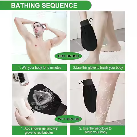 Moroccan Exfoliating Shower Glove Hammam Bath Body Scrub Massage Peeling Kessa Mitt Towel
