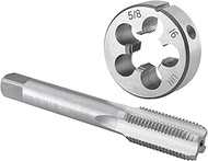 Burkit 5/8"-16 UN Tap and Die Set, 5/8 x 16 UN Machine Thread Tap and Round Die Right Hand