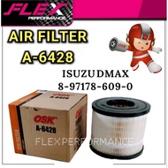 OSK A-6428 AIR FILTER ISUZU DMAX 2.5CC (8-97178-609-0) D-MAX 4X4 CAR LORRY LORI FLEX PERFORMANCE