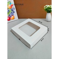 Fuji Box Packaging Cake Dessert Box kotak kuih kek 25 cm x 25 cm x 5 cm White Ivory Premium Window (