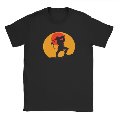 Bhagwan Hanuman ji bajrang bali god T-Shirt for Men Vintage Pure Cotton Tees Crew Neck Short Sleeve 