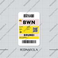 Vinyl Boarding Pass Stickers BWN Brunei Outdoor Waterproof Suitcase Stickers Waterproof Sticker