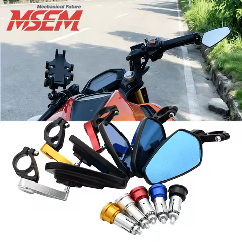 7/8" 22mm CNC Rearview Mirrors Blue Glass Universal For Sur-Ron Light Bee S X Segway X160 X260 Elect