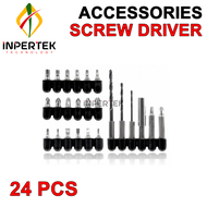 Mata Obeng Drill Set 24pcs Cordless 1/4 Hex Shank Accessories Mata Bor Torx Screwdriver Bor Obeng 24