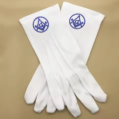 TC 10 Pairs Masonic Accessories Regalia,High Quality Masonic Gloves,White Polyester Cotton Freemason