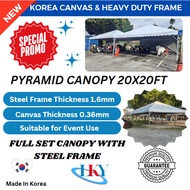 LKY Full Set Siap Pos Khemah Piramid 20 x 20 Kaki Free Shipping Kanopi Kanvas Korea UV Pyramid Canop