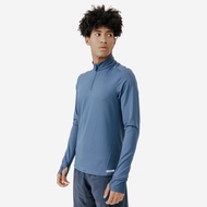 KALENJI Men's Quick-Dry 1/4-Zip Long-Sleeved Running T-Shirt RUN 100 - Abyss Blue