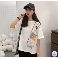Women New Design Korean Style Oversize T-shirt Flight Ticket Short Sleeve Girl