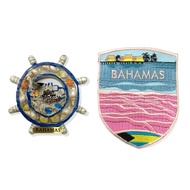 Bahamas Seaside Refrigerator Magnet+Bahamas Pink Beach Patch [2-Piece Set] Commemorative Magnet Heal