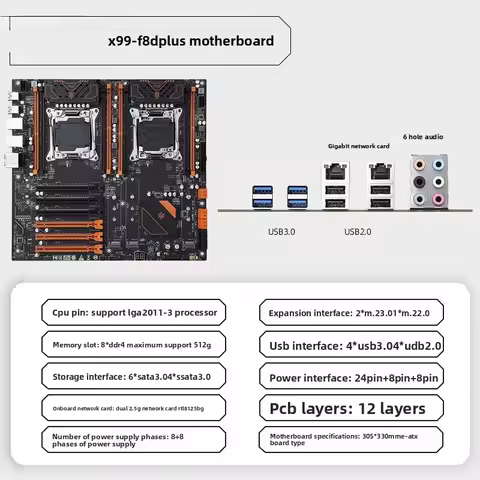 X99 two-way main board cpu set studio game multi-open Xeon e5 2666V3 2696V4