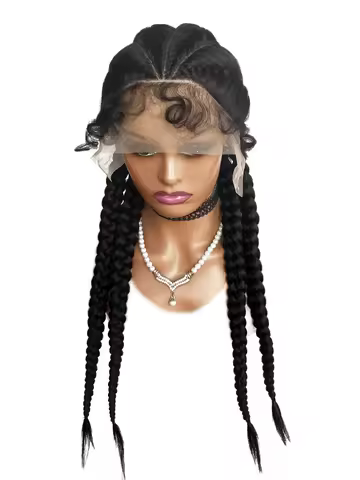 Lace Front Synthetic Braided Wigs Lace Front Dutch 4 Braids Wig With Baby Hair for Black Women Braid