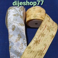 6 cm decorative ribbon 6cm wide gold ribbon/ / gold frozen ribbonSnow / white goldSnow leaf gold spa