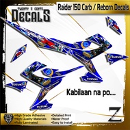 Suzuki Raider 150 carb / reborn Decals High-Quality Stickers mobile legends gusion blue