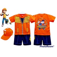 Orange Galaxy Boboiboy Shirt Suit Kids Free Hats