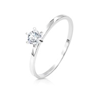 SO SEOUL Athena Brilliant Cut 0.1 CT Solitaire Diamond Simulant Zirconia 6 Prong Setting Silver Ring