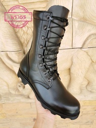 8กิ๊บ  ความสูง 10นิ้ว 🟫กล่องน้ำตาล หนังขัด   รองเท้าคอมแบทหนังแท้ (MS)💯