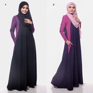 Muslimah Moden Rina Joint Color Como Crepe Jubah Long Dress