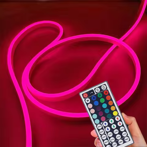 RGB LED Neon Lights with 44Keys Remote Flexible Neon Strip Lights 5V RGB Rope Lights Gaming Led Neon