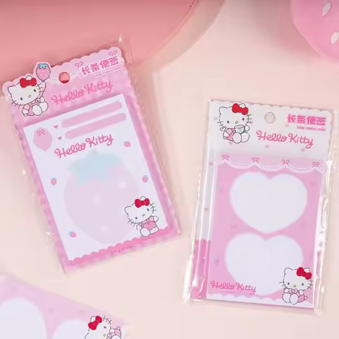 Genuine Sanrio Hello Kitty Strawberry Collection Long Strip Memo Pads Cute Cartoon Note Paper Kawaii