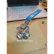 Ball Valve Stainless Steel 316 3 Way Stop Valve 3-Way/ 3-Way Thread 3/ 8" inch Mounting Pad Sankyo