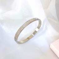 Unfade Bangle Titanium Steel Sparkling Full Rhinestone Couples Buckle Bangle