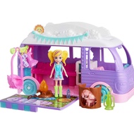 Polly Pocket Doll & Pet Playset, Travel Toy with Camping & Food Accessories, Glamping Camper Van