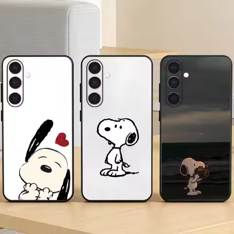 S-Snoopy Phone Case For Samsung Galaxy A73,21,22,32,71,53,52,51,80,5G Soft Black Cover