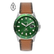 Fossil Blue Dive FS5946 Green Analog Brown Leather Quartz Dress Date Men's Watch