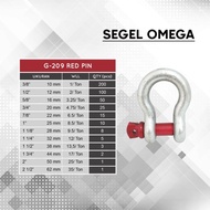 Segel Omega G209 3/4"(20mm)= 1 Ton - 2,5"(62mm) = 35 Ton