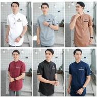 KURTA AL-KHALIS BLACK KURTA LELAKI RAYA KURTA LENGAN PENDEK KURTA IMADIS BAJU SAHAJA BERPOKET KAIN S