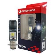 LED MOTORCYCLE LIGHT BULB M5 H2 H6 T19 9-85V AC/DC 10/10W 6000K 1 LEG AUTOVISION NITRO ORIGINAL