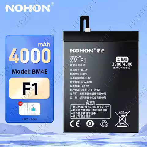 NOHON Battery for Xiaomi Poco F1 F2 Pro F3 F4 GT F5 Redmi K40 K50 Gaming Phone Batteries BM4E BM4Y B