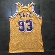 Japan NEW Dense Embroidered Version Of The Lakers 93 Bape Anyi Monkey Joint Jersey Mesh Vest Breatha