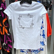 Armani Women's Short-sleeved Exchange T-shirt, Contrast Color Letter-printed T-shirt