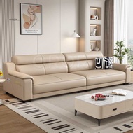 Genuine Leather Sofa Nordic Style Genuine Leather/Scratch-Resistant Leather Compact Straight Sofa fo
