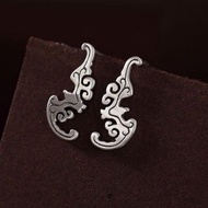 民族圖騰中國文化飛行蝙蝠耳環女式泰國銀幣