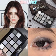 ZAIJIEEE Black Smoky Eyeshadow Palette, Metal Pearlescent Shimmer Pearly 15Colors Eyeshadow Palette,