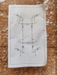 全新 鋁合金 玻璃 浴室 轉角置物架 兩層 25cm