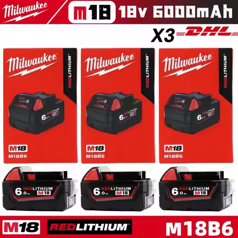 Original M18 Milwaukee Battery 6000mAh M18B6 M18B5 Suitable for Milwaukee Power Tools Rechargeable L