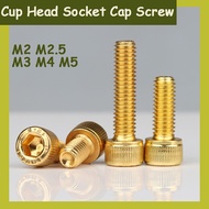 Cup Head Socket Cap Screw Gold Titanium Plated Hex Head Allen Bolt M2 M2.5 M3 M4 M5