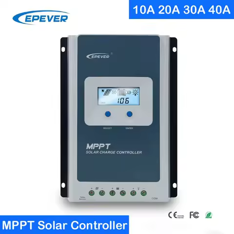 EPever MPPT 40A 30A 20A 10A Solar Charge Controller 12V 24V Auto Solar Panel Regulator Solar Battery