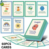 60PCS CBT Therapy Prompt Cards - Mindfulness Techniques for Self-Distancing, Exposure Therapy & Insi