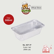 4571-P MyChef Dulang Aluminium dengan Penutup Plastik - 5 Keping/Paket / MyChef Aluminium Foil Tray 