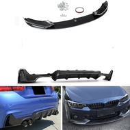 Front Bumper Spoiler Lip Blade & Rear Diffuser Bilateral Exhaust Double Out For BMW F32 F33 F36 4 S