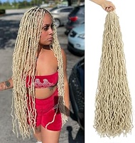 36 Inch 6 Packs Nu Faux Locs Crochet Hair Pre-Looped Synthetic Crochet Twist Braiding Hair Goddess Curly Wavy Crochet Braids Hair for Black Women (#613)